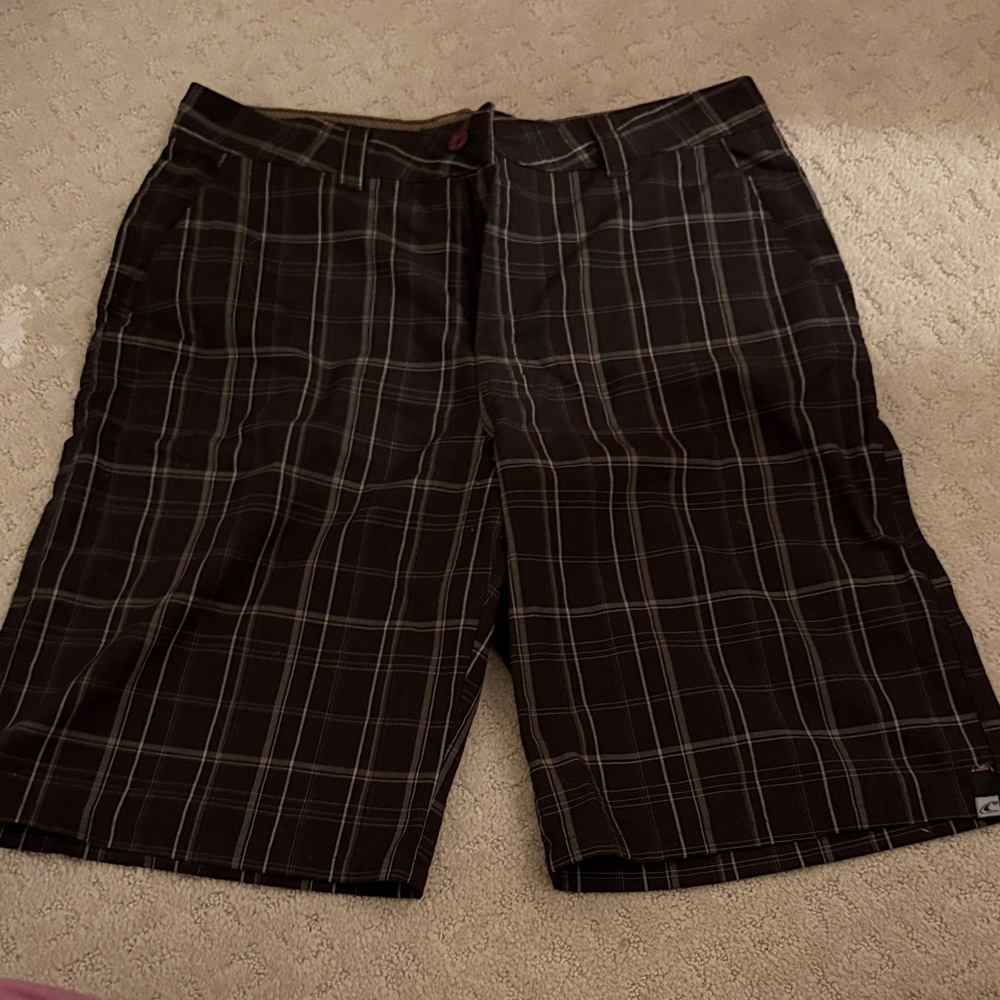 O'Neill Black Plaid Cargo Shorts